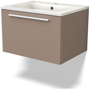 Modulo Badkamermeubel met wastafel | 60 cm Taupe Vlak front Mineraalmarmer 1 lade