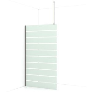 Diamond Inloopdouche | 120 cm Zwart metaal Helder met matte strepen Vaste wand