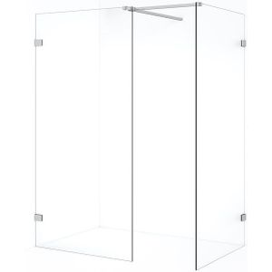 Diamond Inloopdouche | 100x90 cm Chroom Helder glas 2 vaste wanden