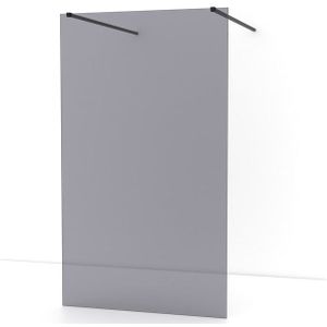 Diamond Inloopdouche | 120 cm Mat zwart Rookglas Vrijstaande wand