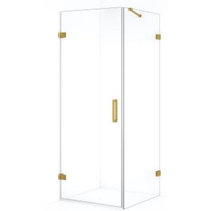 Diamond Douchecabine | 80x80 cm Goud Helder glas Draaideur Vierkant