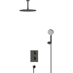 Radius Regendouche Inbouw | Zwart chroom 30 cm Regendouche Thermostatisch