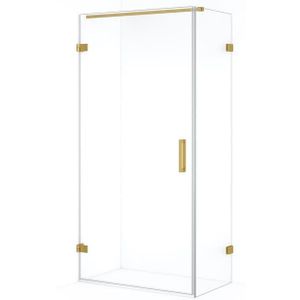 Diamond Douchecabine | 100x60 cm Goud Helder glas Draaideur Rechthoek