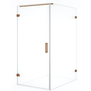 Diamond Douchecabine | 130x90 cm Koper Helder glas Draaideur Rechthoek