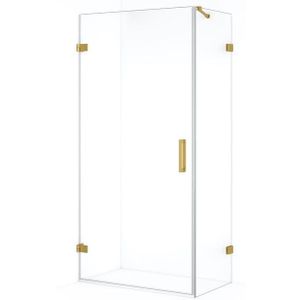 Diamond Douchecabine | 100x60 cm Goud Helder glas Draaideur Rechthoek