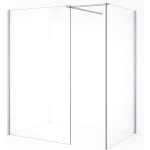 Diamond Inloopdouche | 120x110 cm Chroom Helder glas 2 vaste wanden