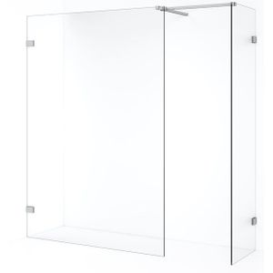 Diamond Inloopdouche | 140x60 cm Chroom Helder glas 2 vaste wanden