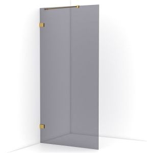 Diamond Inloopdouche | 100 cm Goud Rookglas Vaste wand
