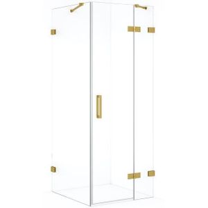 Diamond Douchecabine | 80x80 cm Goud Helder glas Draaideur Vierkant