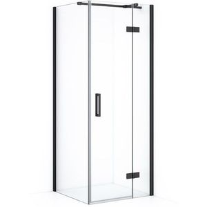 Diamond Douchecabine | 80x70 cm Zwart chroom Helder glas Draaideur Rechthoek