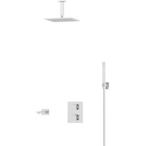 Cubic Inbouw Badkraan met regendouche | Chroom Thermostatisch