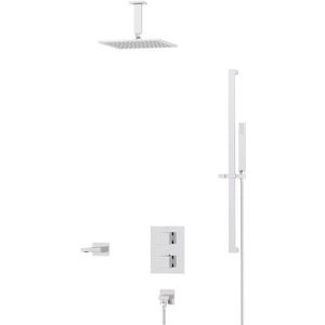 Cubic Inbouw Badkraan met regendouche | Chroom Thermostatisch