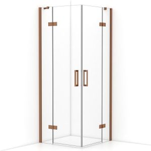 Diamond Douchecabine | 80x80 cm Koper Helder glas Draaideur Vierkant