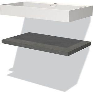 Modulo Badkamermeubel met wastafel | 80 cm Donkergrijs beton front Solid surface Wastafel met blad