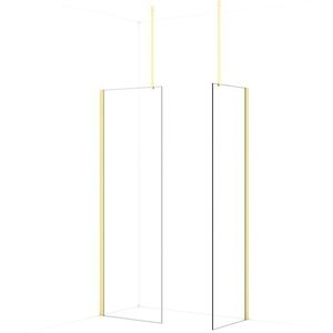Diamond Inloopdouche | 70x60 cm Lichtgoud Helder glas 2 vaste wanden