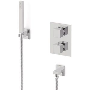 Cubic inbouw douchekranenset | Chroom Thermostaatkraan met handdouche 1 stand