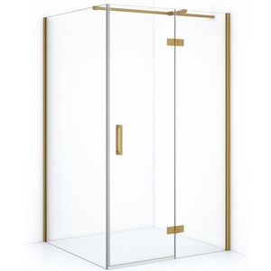 Diamond Douchecabine | 110x100 cm Goud Helder glas Draaideur Rechthoek