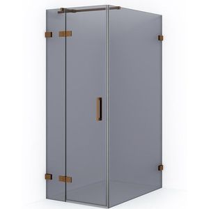 Diamond Douchecabine | 110x80 cm Koper Rookglas Draaideur Rechthoek