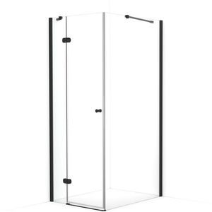 Amber Douchecabine | 90x80 cm Mat zwart Helder glas Draaideur Rechthoek