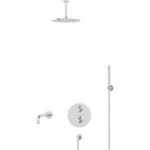 Radius Inbouw Badkraan met regendouche | Chroom Thermostatisch