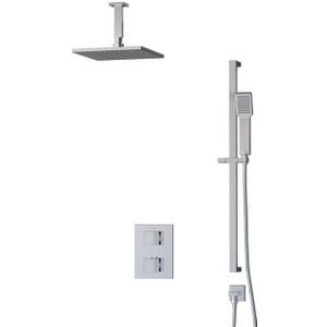 Cubic Regendouche Inbouw | Chroom 25 cm Regendouche Thermostatisch