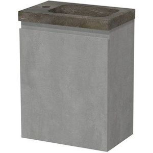 Modulo Pico Toiletmeubel met wastafel | 40 cm Lichtgrijs beton Greeploos front Natuursteen