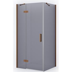 Diamond Douchecabine | 100x80 cm Koper Rookglas Draaideur Rechthoek