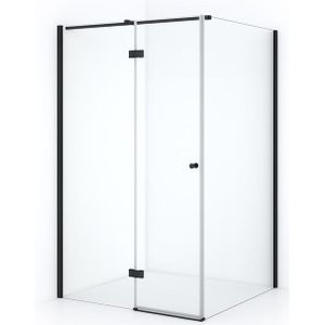 Amber Douchecabine | 120x110 cm Mat zwart Helder glas Draaideur Rechthoek
