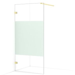 Diamond Inloopdouche | 100 cm Lichtgoud Helder met matte strook Vaste wand