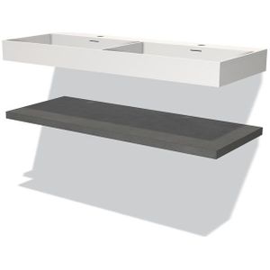 Modulo Badkamermeubel met wastafel | 120 cm Donkergrijs beton front Solid surface Wastafel met blad