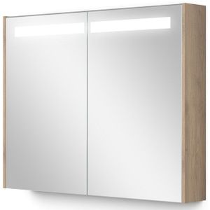 Spiegelkast Met Verlichting Modulo 90x70cm Lichtbruin Eiken