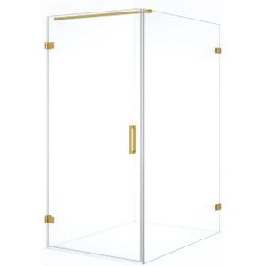 Diamond Douchecabine | 140x90 cm Goud Helder glas Draaideur Rechthoek