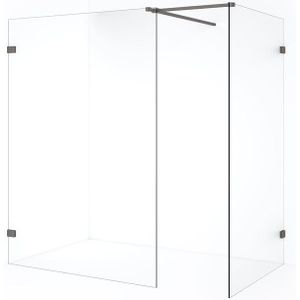 Diamond Inloopdouche | 140x110 cm Zwart metaal Helder glas 2 vaste wanden