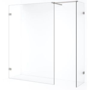 Diamond Inloopdouche | 130x50 cm Rvs Helder glas 2 vaste wanden