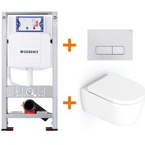 Toiletset Glans wit met Easy Clean + Geberit UP320 inbouwreservoir