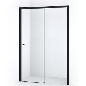 Crystal Comfort Douchedeur | 130 cm Mat zwart Helder glas Schuifdeur