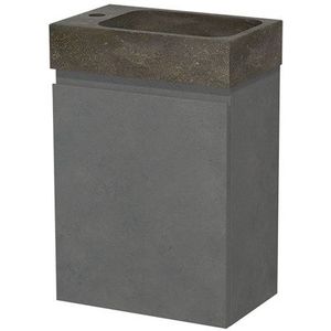 Modulo Pico Toiletmeubel met wastafel | 40 cm Donkergrijs beton Greeploos front Natuursteen