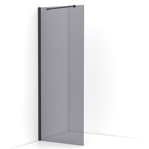 Diamond Inloopdouche | 80 cm Zwart chroom Rookglas Vaste wand