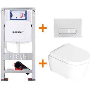 Toiletset Glans wit Verkort met Easy Clean + Geberit UP320 inbouwreservoir