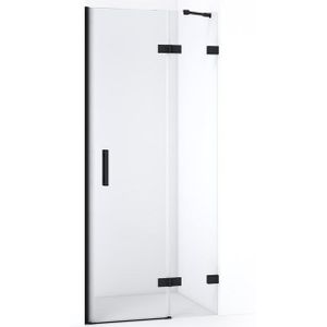 Diamond Douchedeur | 80 cm Mat zwart Helder glas Draaideur