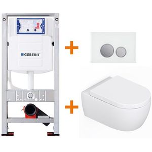Toiletset Mat wit met Easy Clean + Geberit UP320 inbouwreservoir