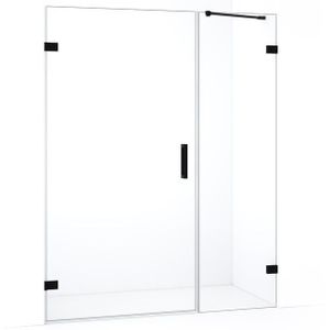 Diamond Douchedeur | 145 cm Mat zwart Helder glas Draaideur