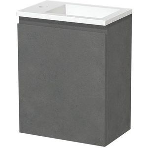 Modulo Pico Toiletmeubel met wastafel | 40 cm Donkergrijs beton Greeploos front Solid surface