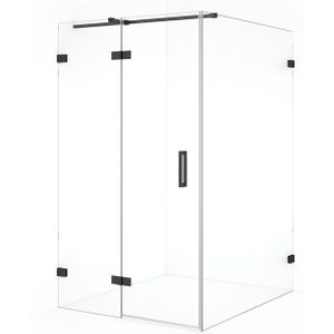 Diamond Douchecabine | 140x120 cm Zwart chroom Helder glas Draaideur Rechthoek