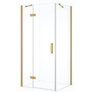 Diamond Douchecabine | 100x70 cm Goud Helder glas Draaideur Rechthoek