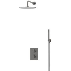 Radius Regendouche Inbouw | Zwart metaal 30 cm Regendouche Thermostatisch