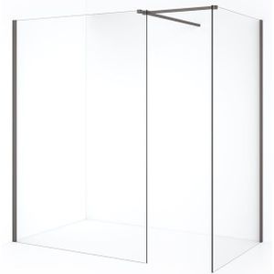 Diamond Inloopdouche | 130x120 cm Zwart metaal Helder glas 2 vaste wanden