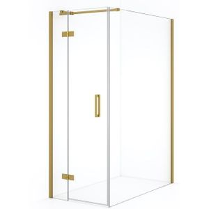 Diamond Douchecabine | 140x90 cm Goud Helder glas Draaideur Rechthoek