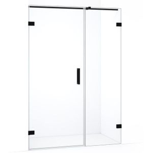 Diamond Douchedeur | 125 cm Mat zwart Helder glas Draaideur