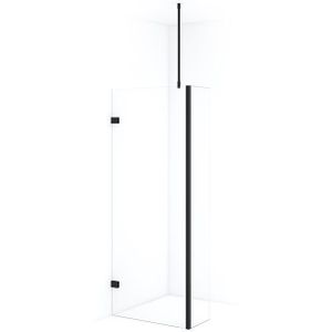 Diamond Inloopdouche | 70 cm Mat zwart Helder glas Vaste wand met zijwand